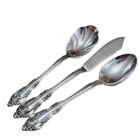 3pc Oneida SILVER ARTISTRY Serving Set teaspoon & sugar spoon butter knife 1965 - Picture 4 of 14